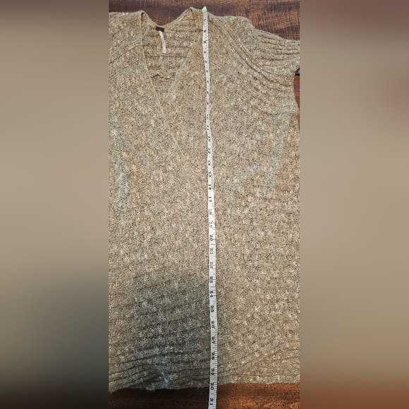 Free People Open Front Waterfall Crochet Knit Long Sleeve Layering Oatmeal Sz XS - Picture 14 of 14